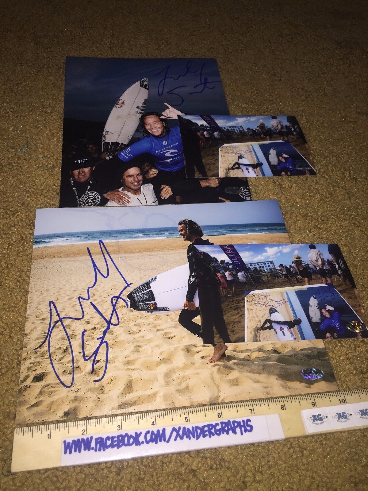 Lot of (2) JORDY SMITH SIGNED AUTOGRAPHED 8X10 Photo Poster paintingGRAPH SURFER WSL-PROOF COA