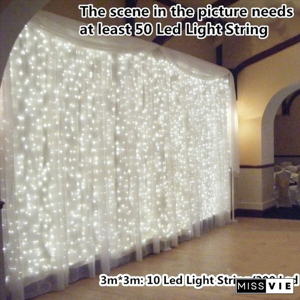 9 Colors 3Mx3M 300-LED Light Romantic Christmas Wedding Outdoor Decoration Curtain String Light