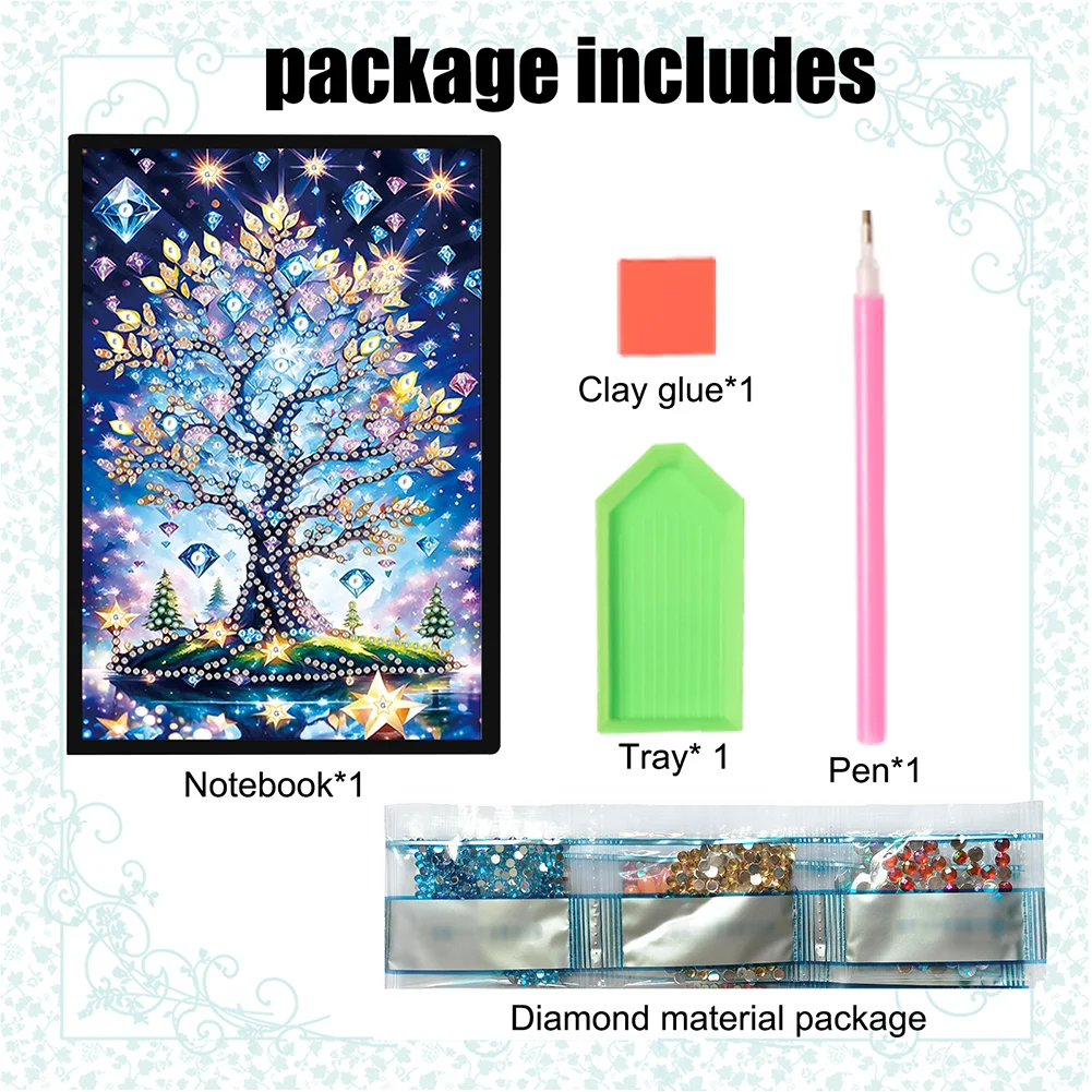 DIY Life Tree Special Shaped Diamond Painting Journal Notebook for Students