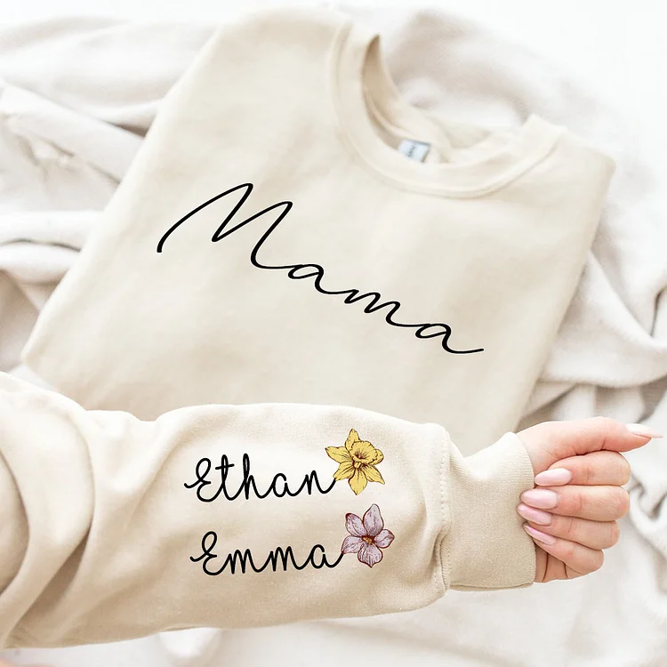 Custom Mama Sweatshirt with Kids Names, Personalized Mama Shirt, Custom Mom Shirt, Cute Gift For Mom, Mama Shirt, Mom Christmas Gift
