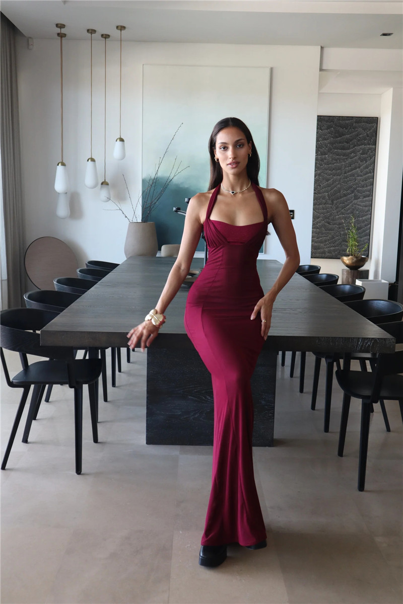Ootddress Elegant Backless Sexy Maxi Dress For Women Fashion Lace-up Sleeveless Bodycon Club Party Evening Long Dress New