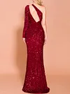 One-Shoulder Hollow Sequined Split-Side Slim Evening Maxi Dress