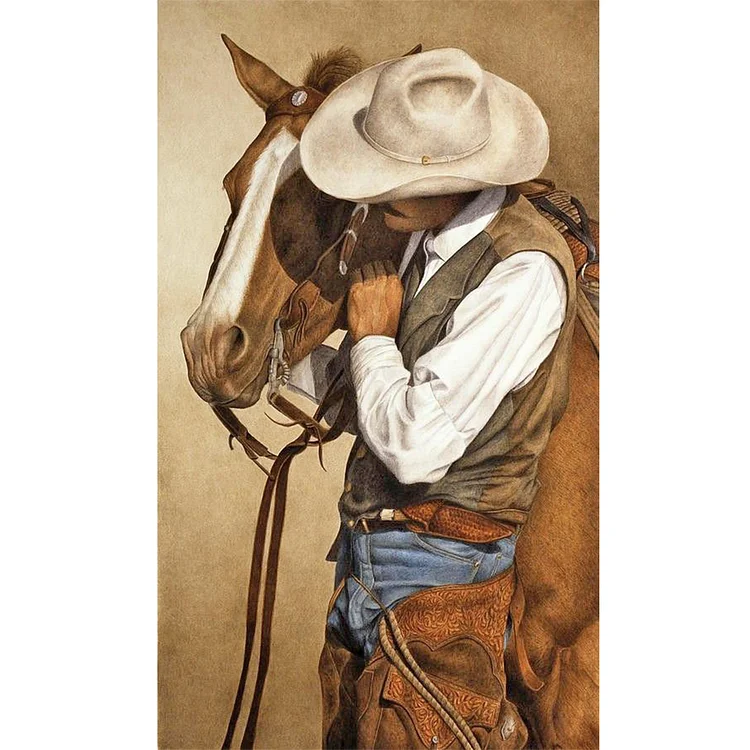5D DIY Full Round Drill Diamond cowboy Painting Drawing