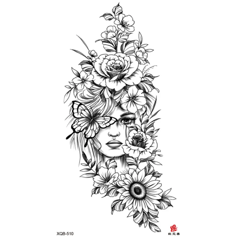 Sdrawing Full-arm Waterproof Tattoo Sticker Symbol Totem Animal Skeleton Small Arm Tattoo Sticker