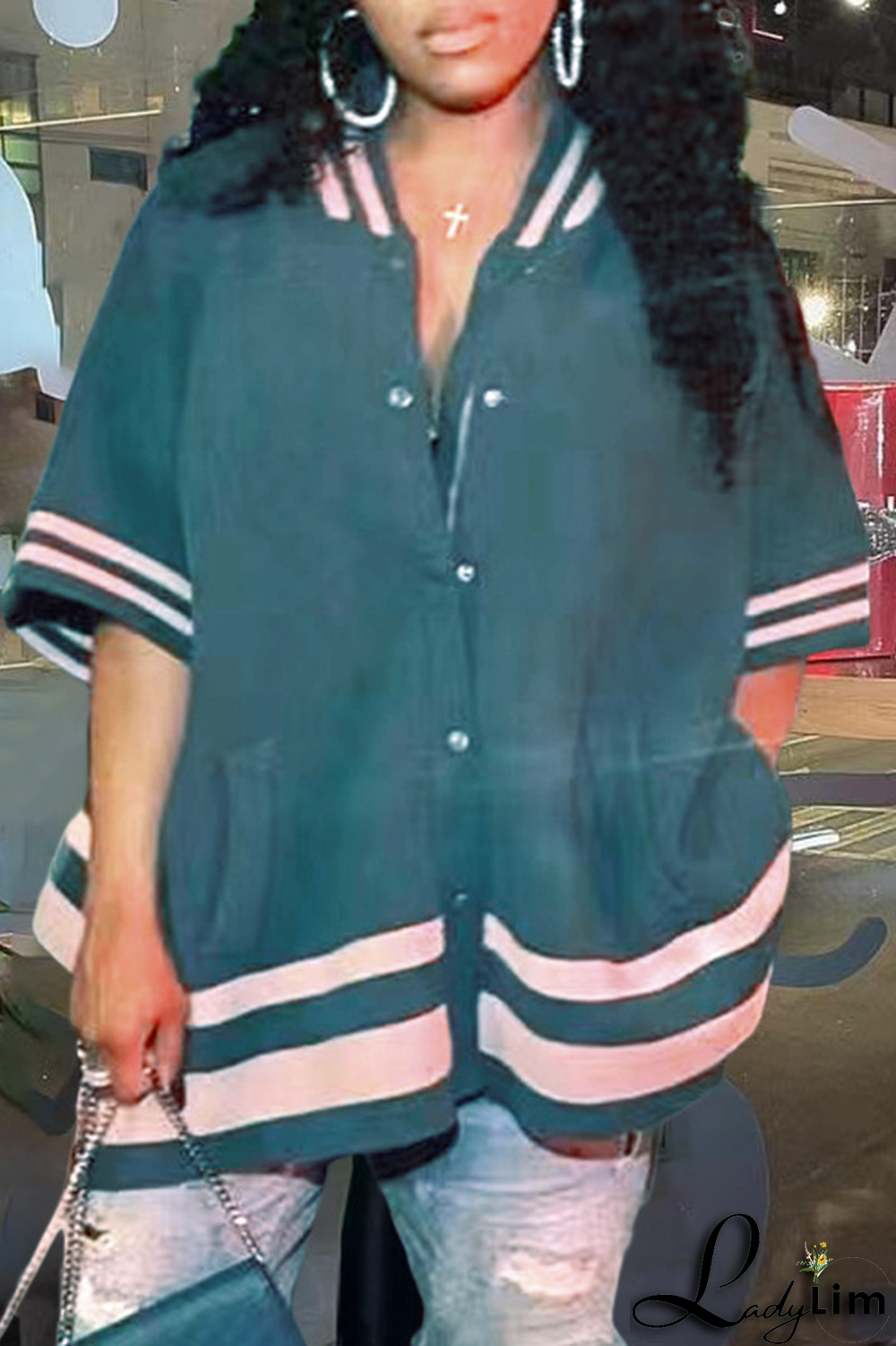 Red Fashion Solid Buckle Mandarin Collar Outerwear