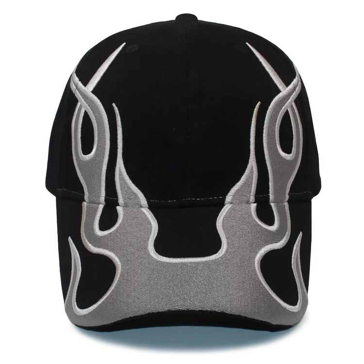 2023 Baseball Cap Flame Dad Hat Black and Navy Adjustable Embroidery Baseball Cap for Men and Women