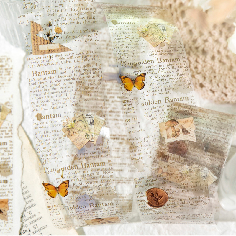 PET 테이프 - 50mm*200cm 잃어버린 기억 시리즈 빈티지 영어 텍스트 문자