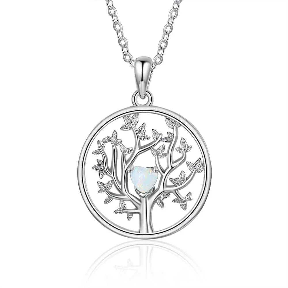【Standard】925 Sterling Silber Elegante Baum Halskette Opal Damen Kette Kettenmachen