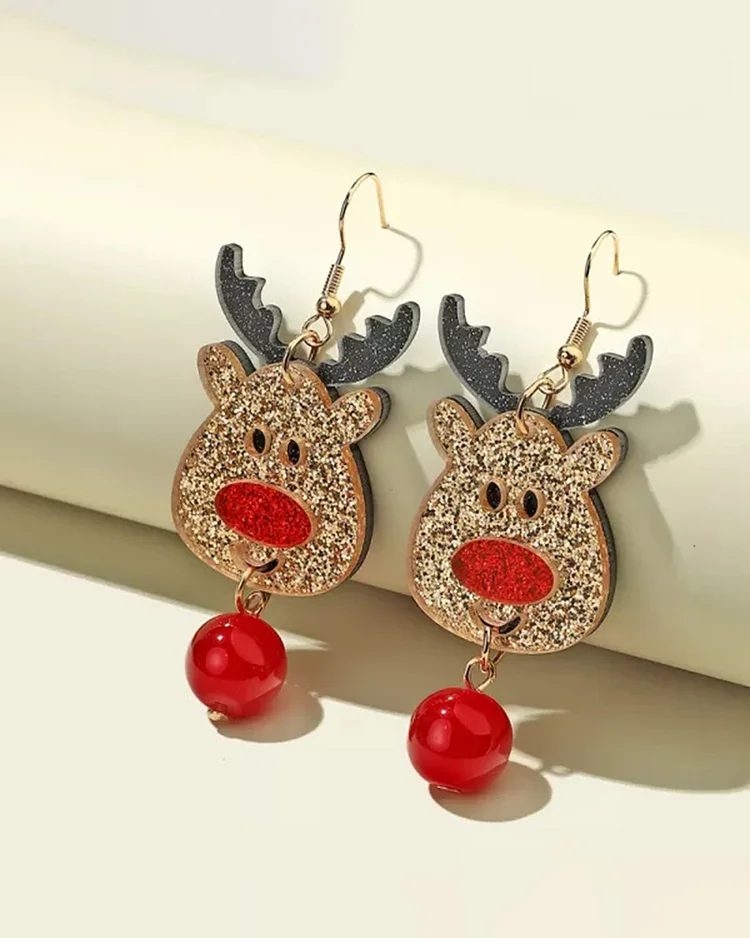 New Christmas Series Cartoon Reindeer Earrings Earrings