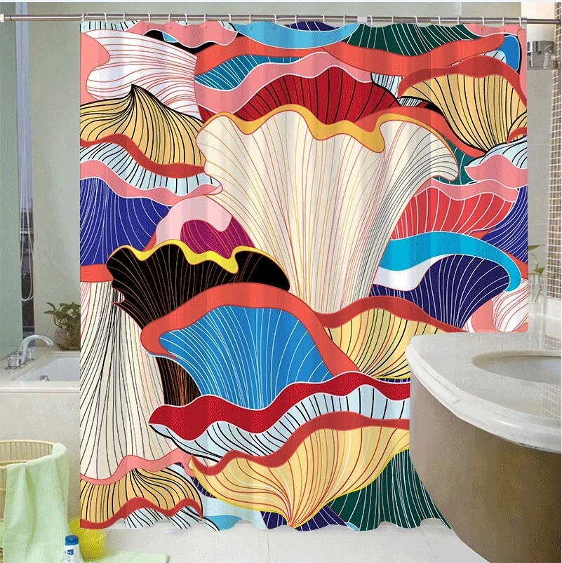 Marble Striped Shower Curtain Blue Black Simple Design Wave Bathroom Accessories Decorative Waterproof Screen With Hook