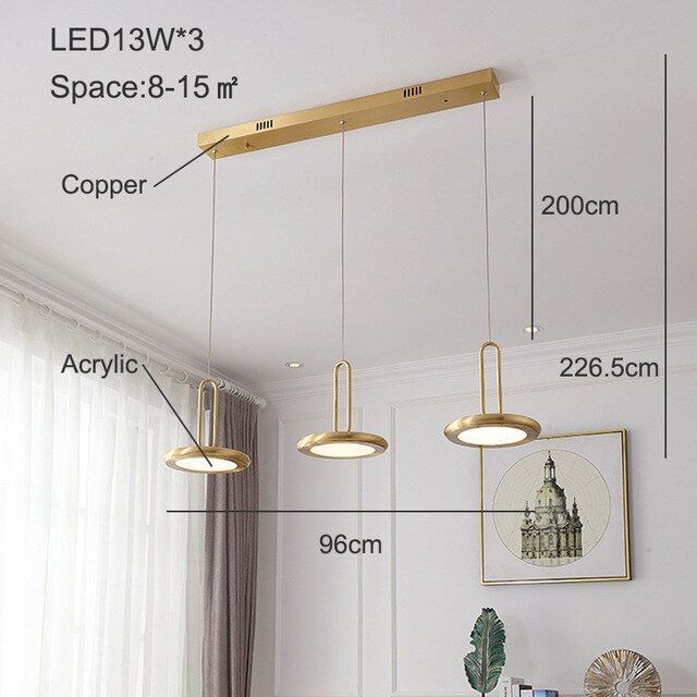 Pendant Light UFO Disk Bedroom Copper Pendant Lamp Dining Room Hanging Ceiling Lamps Kitchen Modern Gold Lighting Led Fixtures