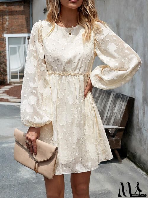 MidiSono - Ruffle Trim Balloon Sleeve Mini Dress