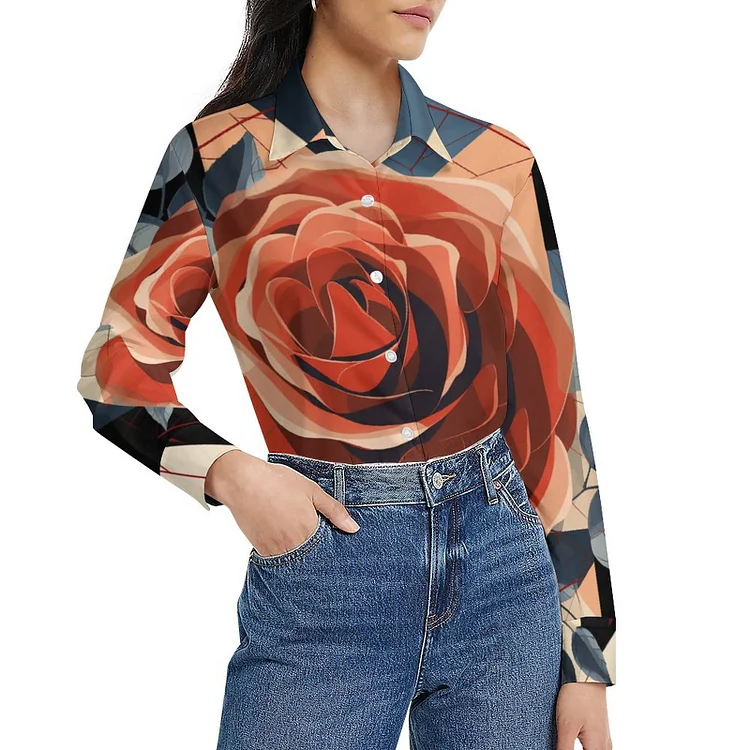 Women's Long Sleeved Lining Rose Geometry customized, personalized, gift