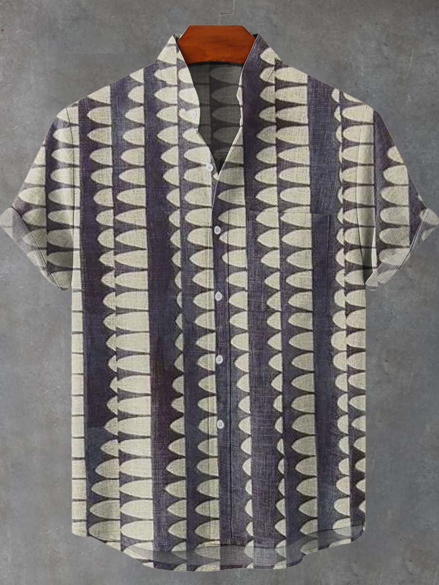Artistic Creative Geometry Vintage Print Casual 100% Cotton Shirt