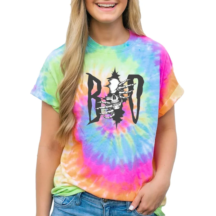 Women and Men Tie Dye Tee Grim Reaper Boo T Shirt - Heather Prints Shirts