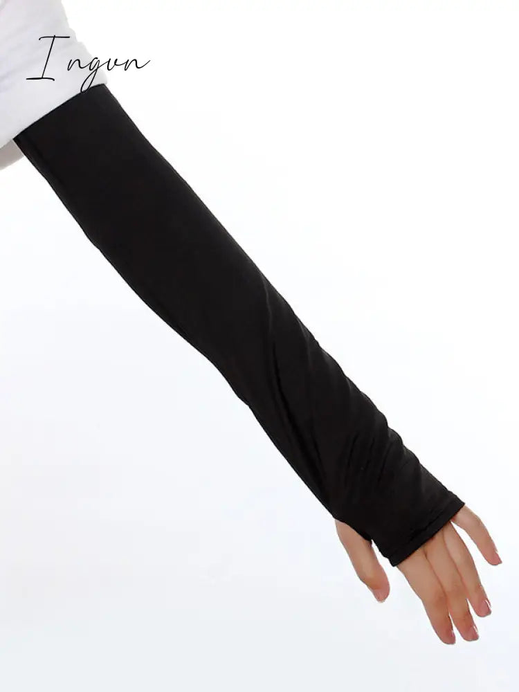 Ingvn - Ice Silk Sun Protection Simple Solid Color Sleevelet Black / One_Size Warmers