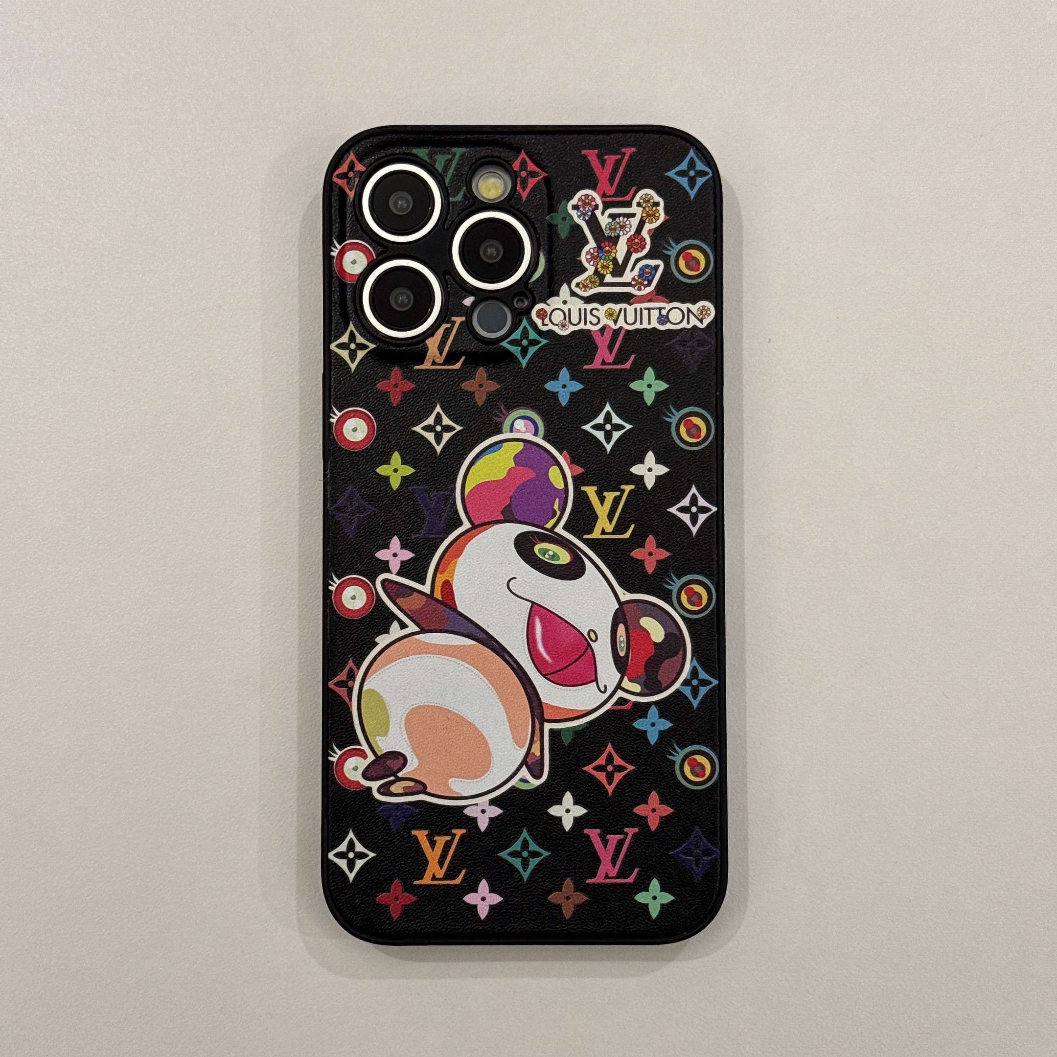 Louis Vuitton x Murakami Canvas Leather Cartoon Panda Apple iPhone Case