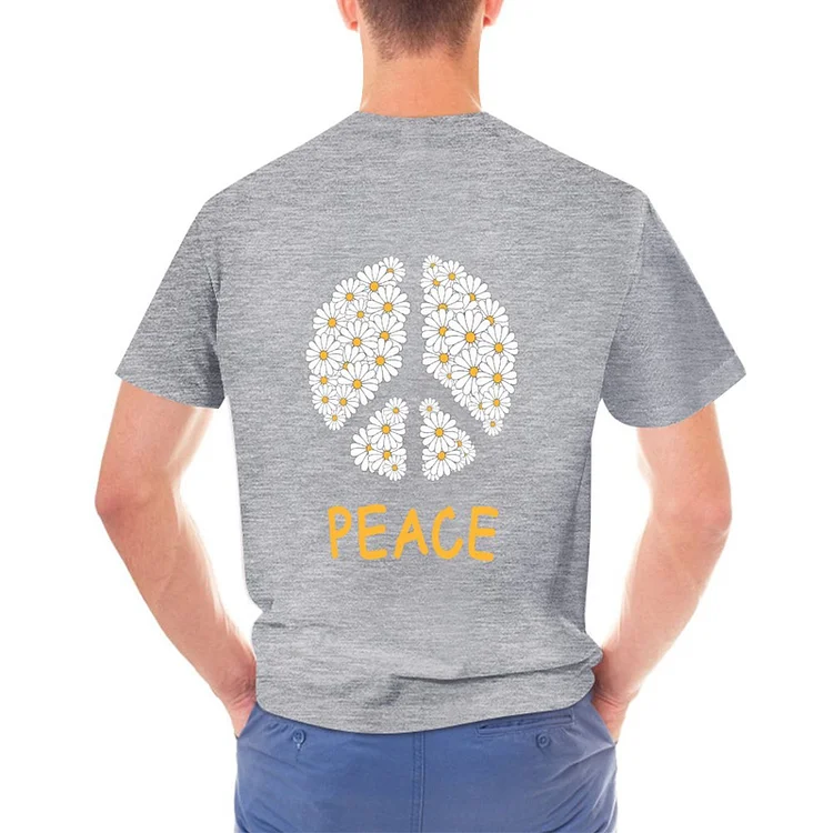 Gildan T-shirt for Men Peace Against War White Daisies  customized, personalized, gift