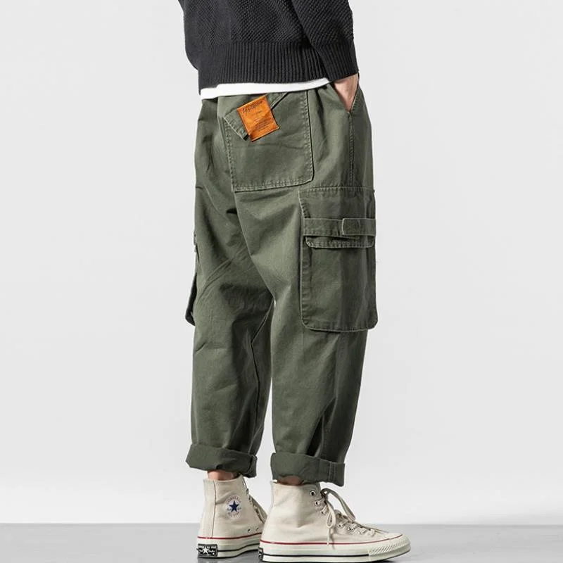 Side Pockets Cargo Harem Joggers Pants Men 2023 Military Army Green ...