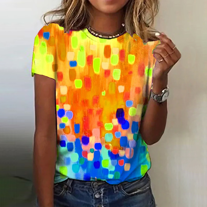 Abstract Gradient Print Short Sleeve T-Shirt  artssus