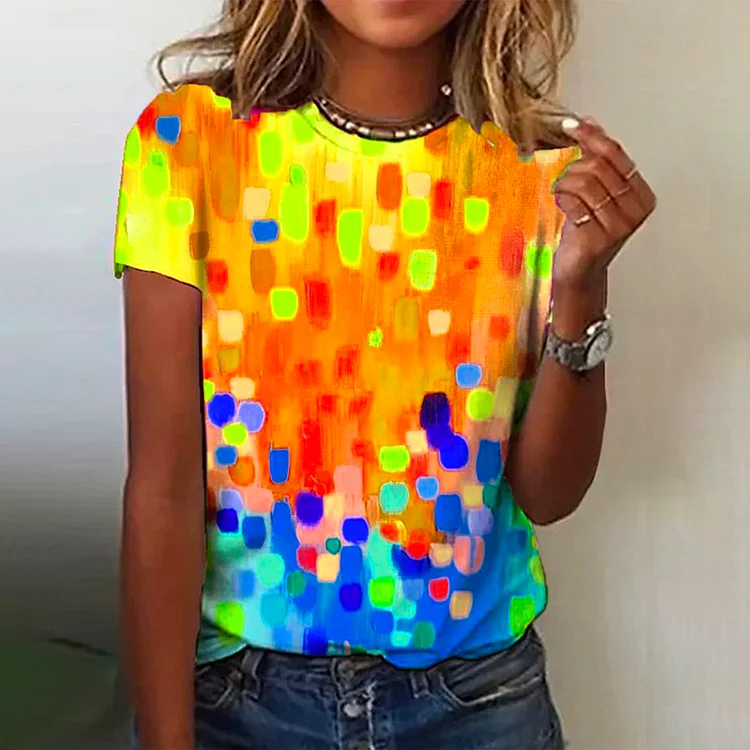 Abstract Gradient Print Short Sleeve T-Shirt