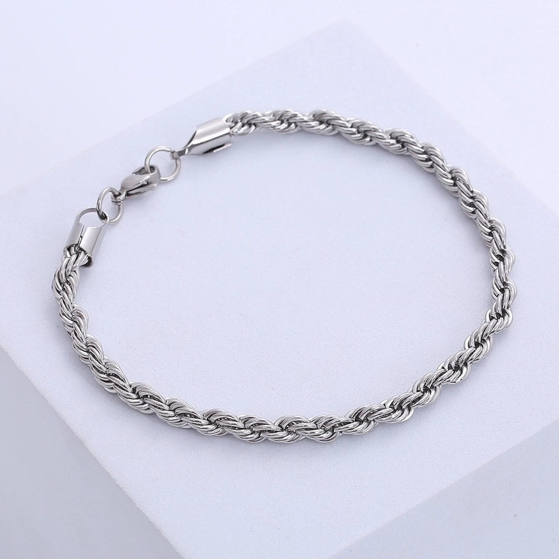 Minimalist Twist 304 Stainless Steel 18K Gold Plated No Inlaid Stainless Steel Bracelets In Bulk
