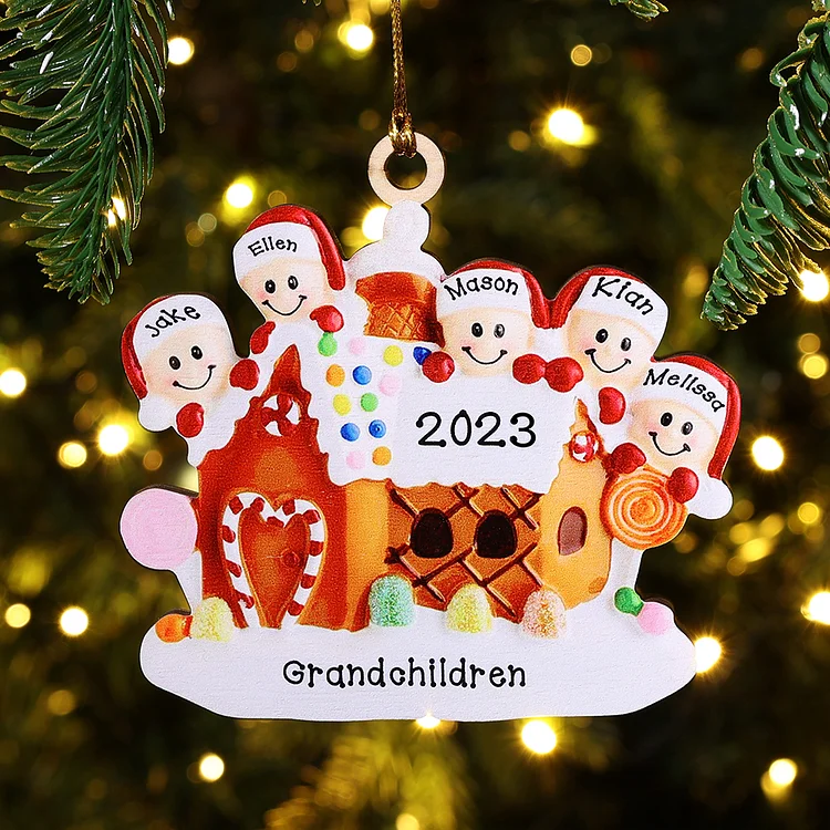 5 Names-Cookie House Christmas Ornament Custom 5 Names Hanging Ornament Gifts For Family