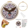 America Independence Eagle-DIY Embroidery Kit with Pattern Cotton Threads Needles Hoop 29*29cm tapestrymarket