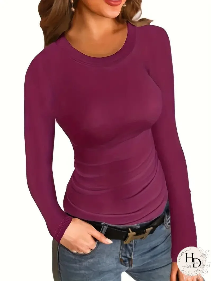 Trendy Ribbed Mock Neck Top