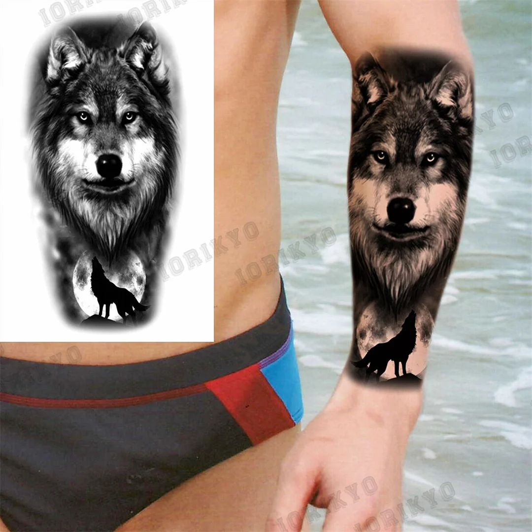 Sdrawing Tiger Skull Wolf Temporary Tattoos For Men Adult Crown Compass Pirate Warrior Fake Tattoo Body Art Decoration Tatoos Paper