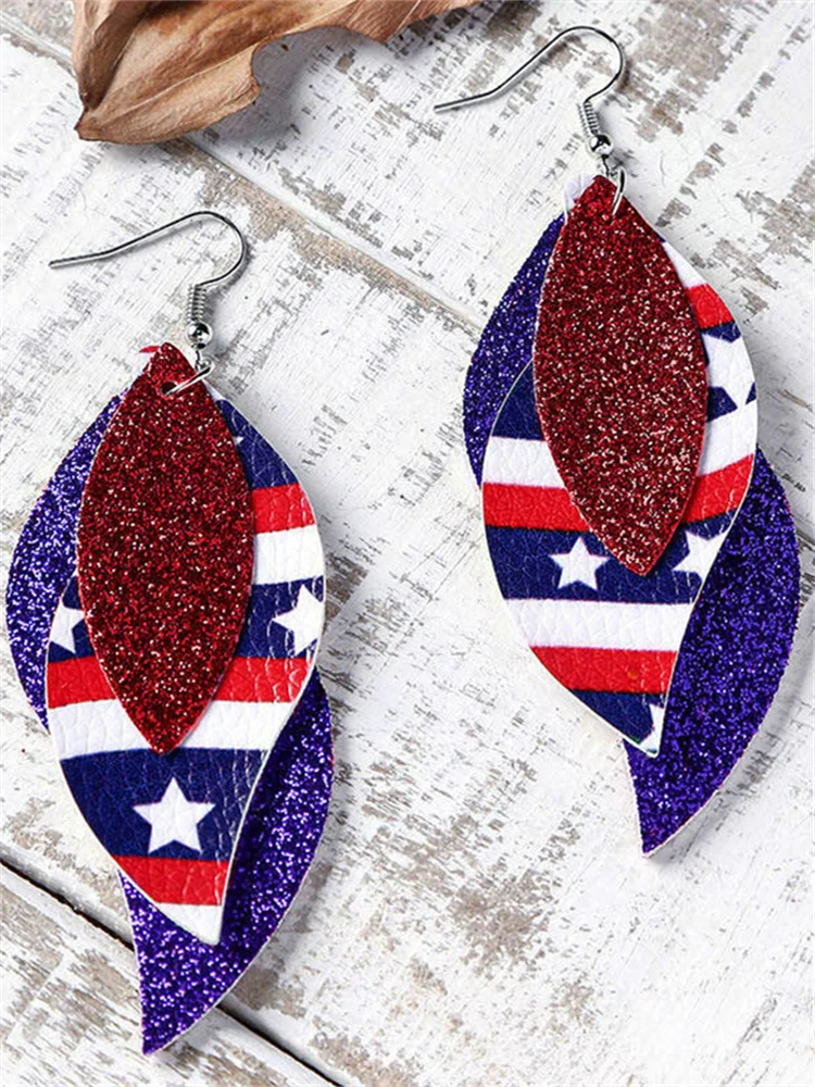 Independence Day Leaves Glitter Earrings