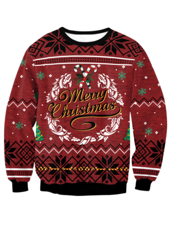 Women's Christmas Graphic Print Crew Neck Long Sleeve Top Flusfy