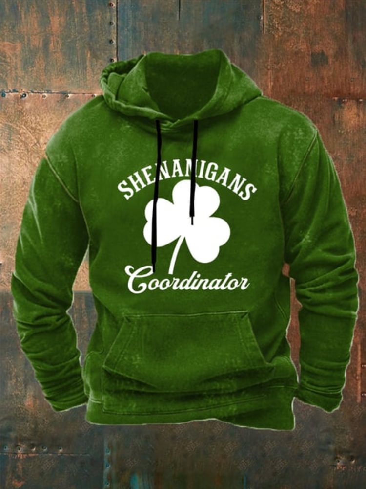 St Patrick's Day Print Casual Drawstring Hoodie