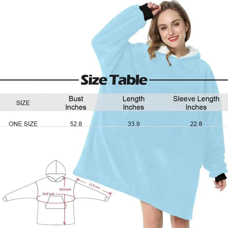 Wearable Custom Photo Christmas Doll for Women Oversized Hoodie Fleece Blanket