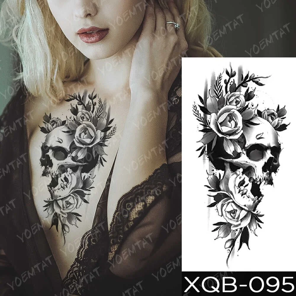 Waterproof Temporary Tattoo Sticker Flowers Skull Eyes Rose Flash Tattoos Buddha Oceans Lion Body Art Arm Fake Tatoo Women Men