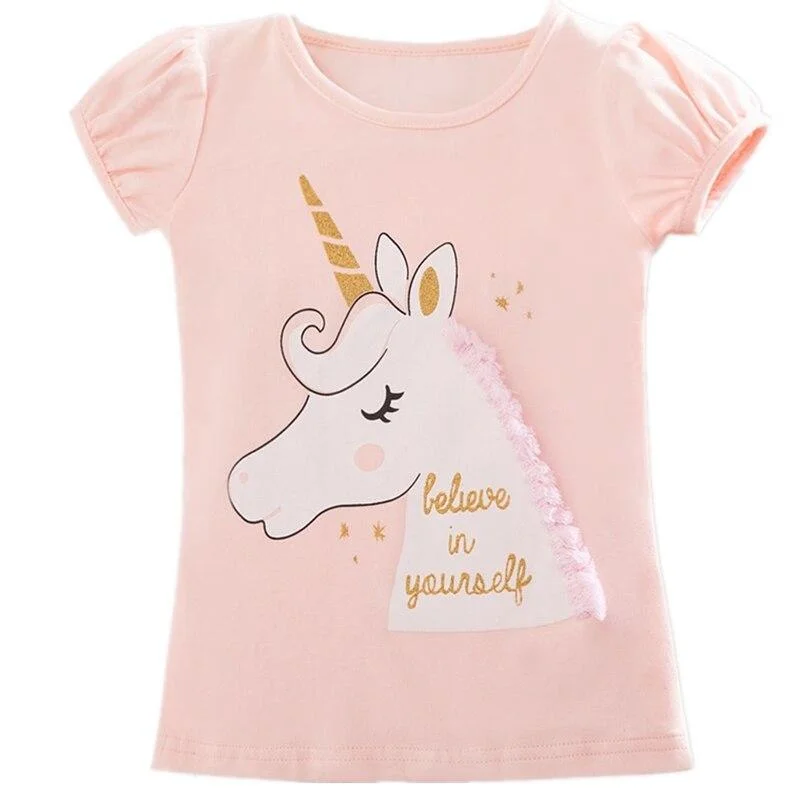 Girls Unicorn Tops Unicorn Party Children White T shirts Unicorn Baby Boys Girl Clothes Baby Girls Tshirt Kids Clothing Tees