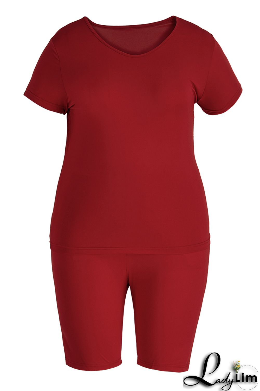 Black Fashion Casual Solid Basic O Neck Plus Size Two Pieces