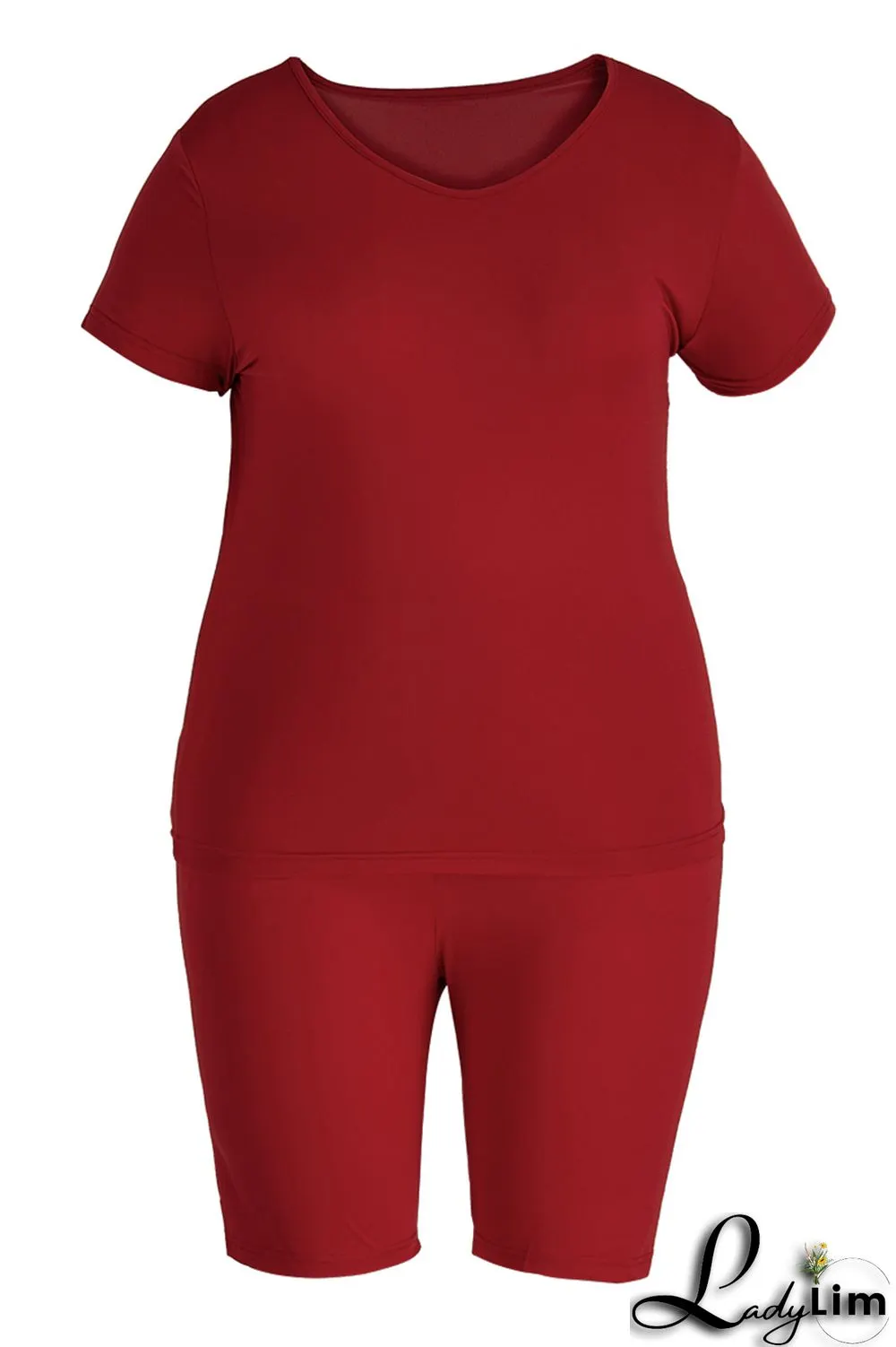 Black Fashion Casual Solid Basic O Neck Plus Size Two Pieces