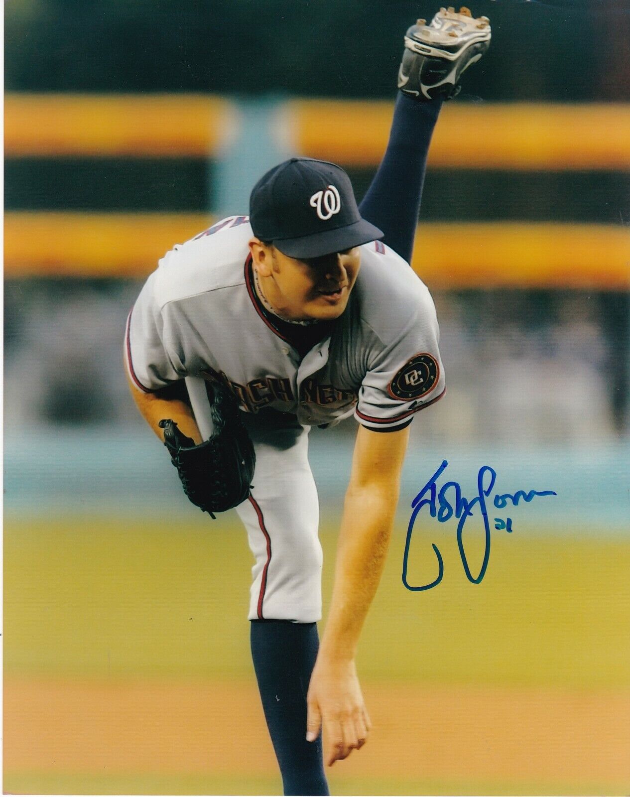 JOHN LANNAN WASHINGTON NATIONALS ACTION SIGNED 8x10