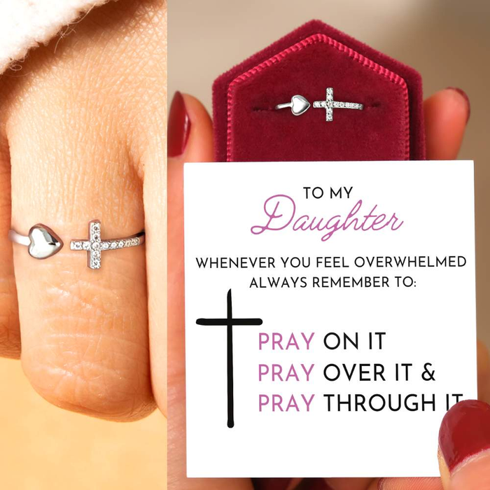To My Daughter | Pray | Cross & Heart Ring