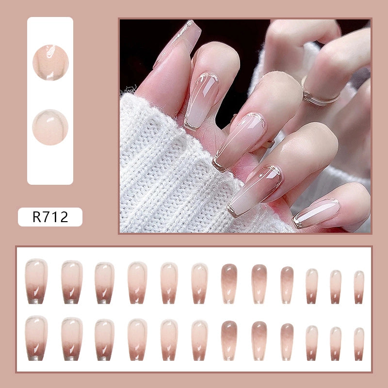Simple And Cute Classic Style Autumn And Winter Wear Armor Cheap Hot Sale Nail Sticker Caramel Amber Finished Product Fake Nails