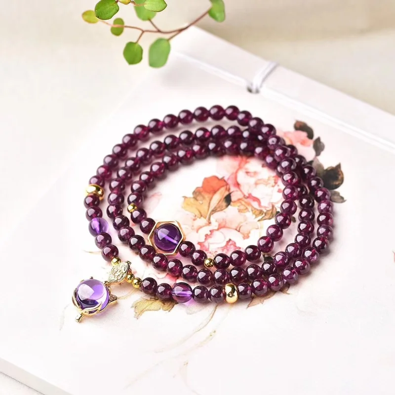 Garnet Three Circle Bracelet
