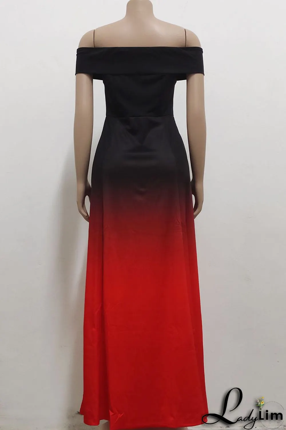 Purple Casual Gradual Change Print Patchwork Off the Shoulder A Line Dresses