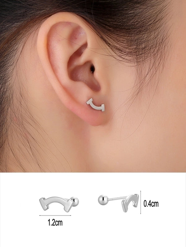1 Pair 14K Gold Plated 925 Sterling Silver Zircon Star Moon Butterfly Ear Studs