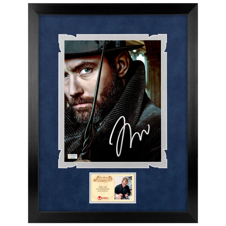 Jude Law Autographed Fantastic Beasts Albus Dumbledore 8×10 Framed Photo Poster painting