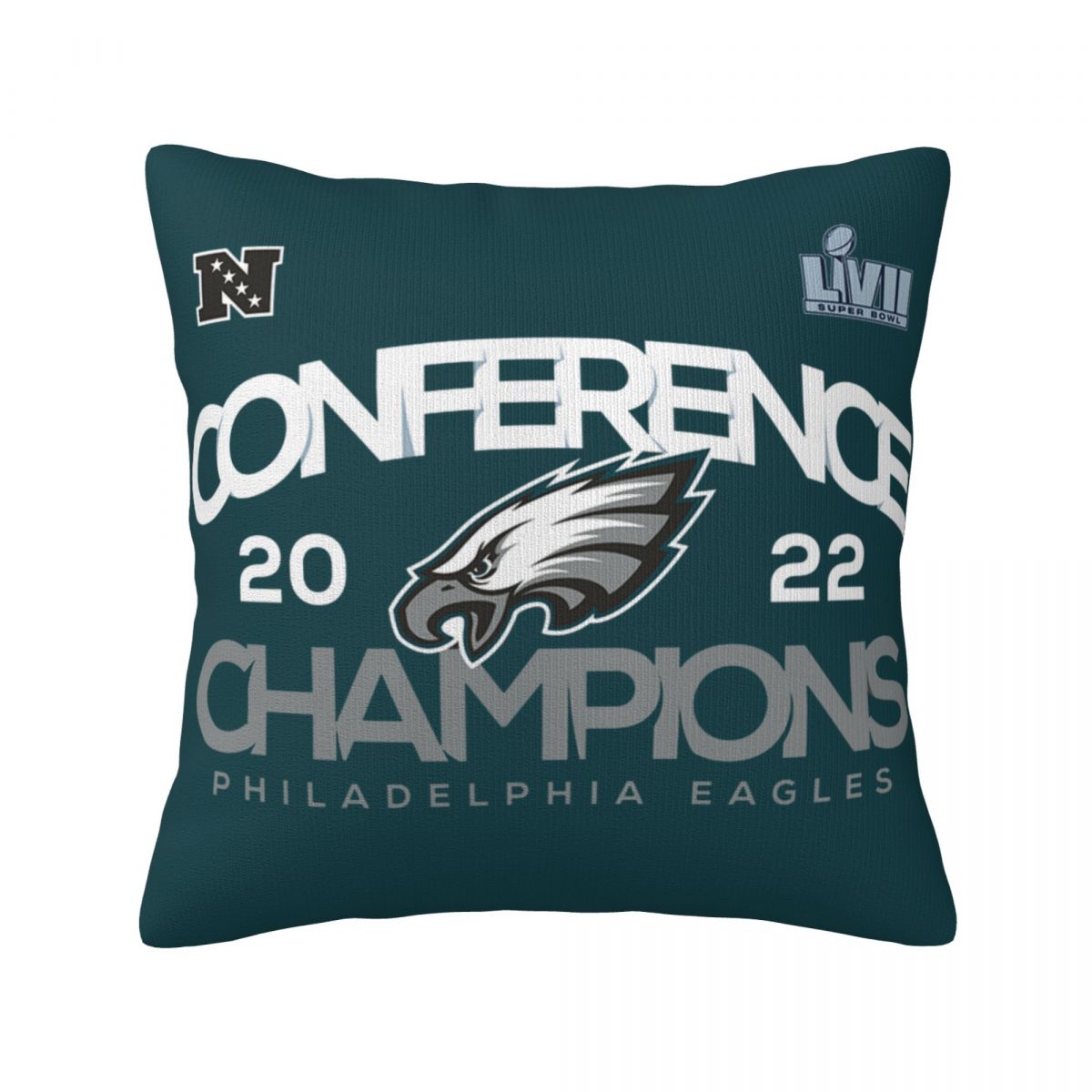 Philadelphia Eagles 2022 NFC Champions Shadow Cast Decorative Throw Pillow