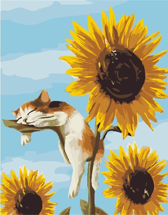 

Sunflower Cat – Paint By Numbers - 40*50CM, 501 Original
