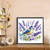Lavendel und Vogel - Rundbohrer Diamantmalerei - 30*30cm