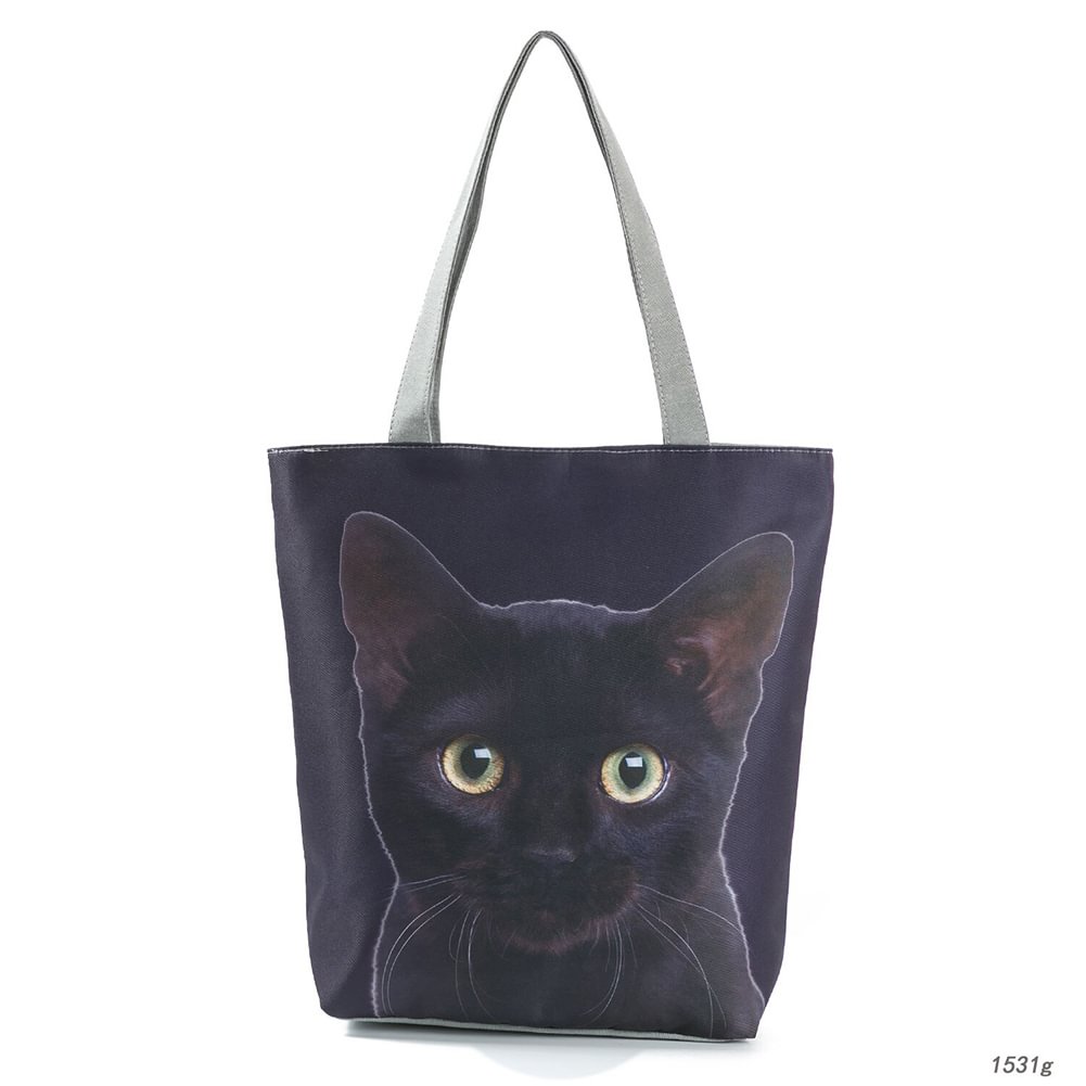 Zipped Tote Bag - Black cat
