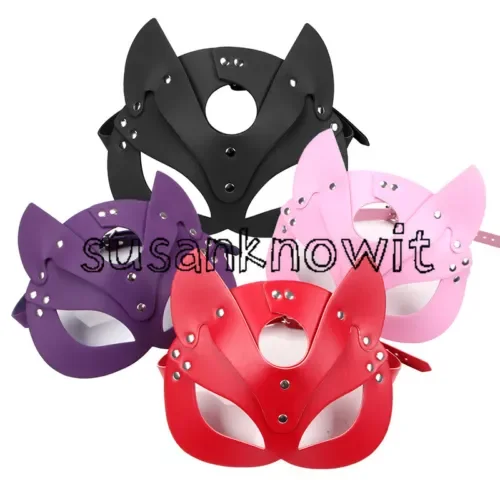 pornhint Pornhint Fox Mask PU Leather Mask Halloween Party Mask Accessories Half Face Cat Masks Libido